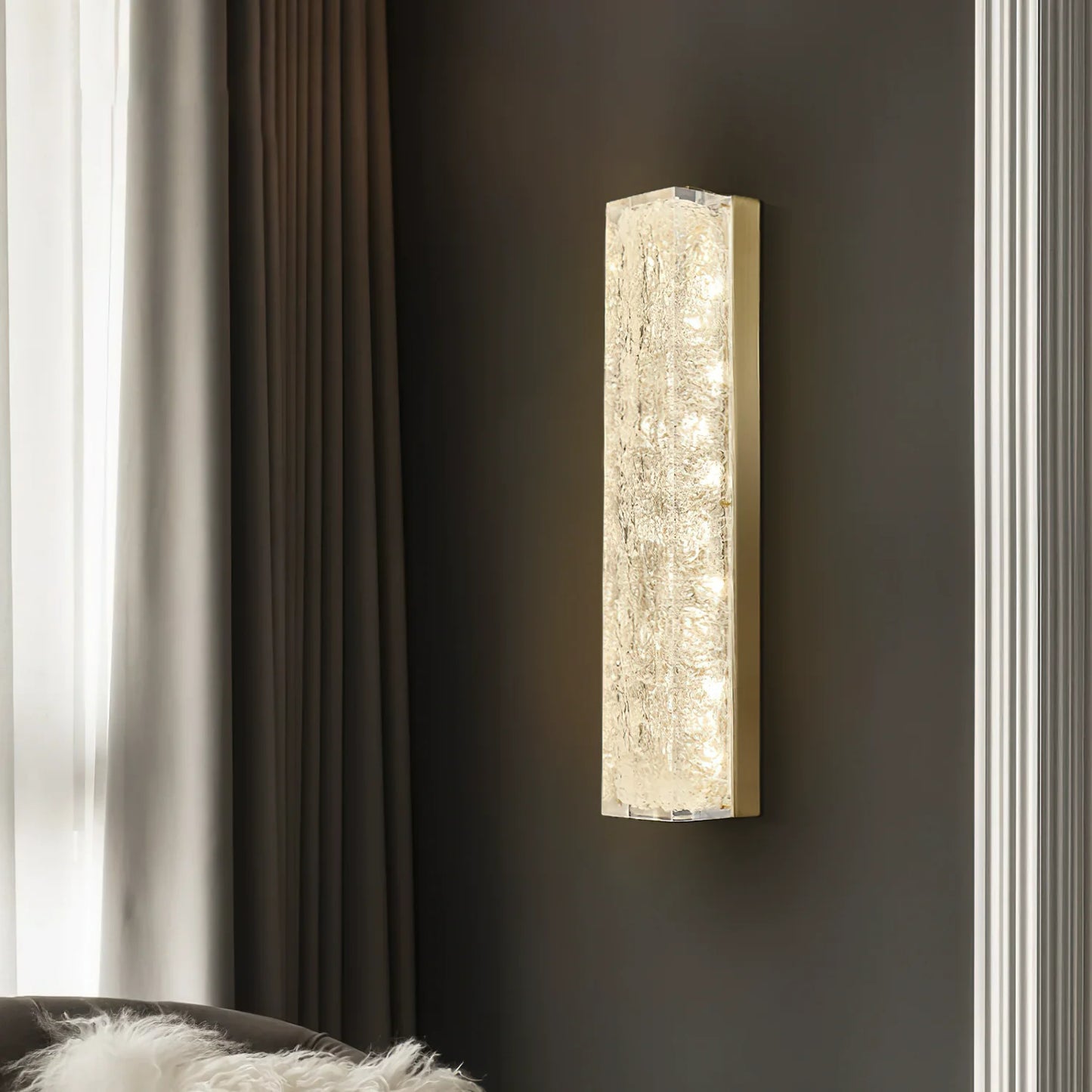 Moderne Rechthoekige Wandlamp van Messing en Hars
