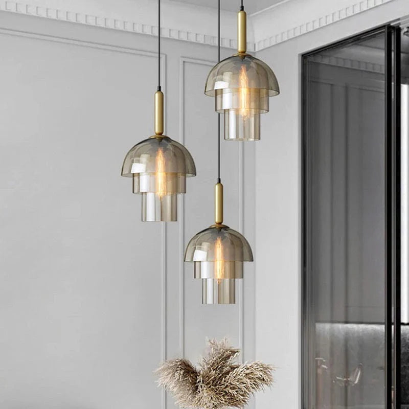 Moderne Cognackleurig Glas Luxe Hanglamp