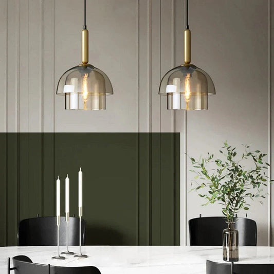 Moderne Cognackleurig Glas Luxe Hanglamp