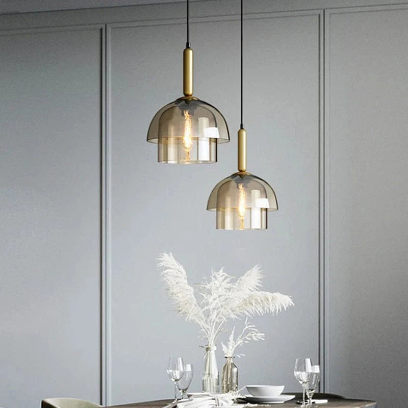 Moderne Cognackleurig Glas Luxe Hanglamp