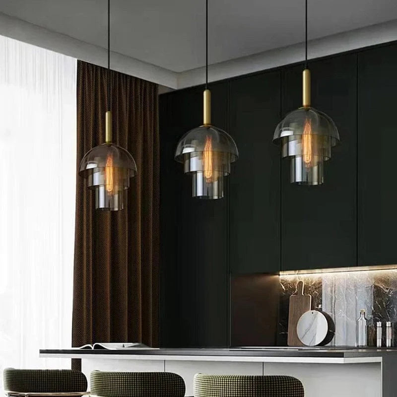 Moderne Cognackleurig Glas Luxe Hanglamp