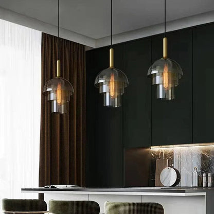 Moderne Cognackleurig Glas Luxe Hanglamp