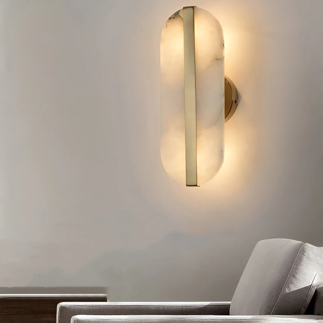 Nordic Seren Albast Steen Messing Wandlamp