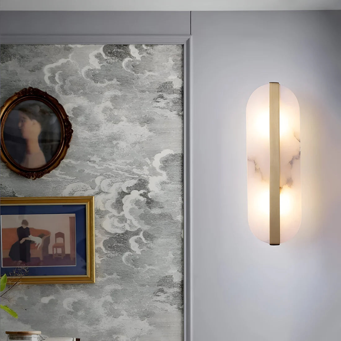 Nordic Seren Albast Steen Messing Wandlamp