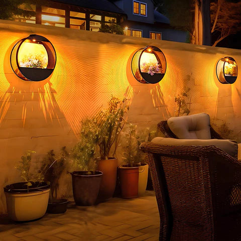 Moderne Solarbloom Wandlamp met Bloempot