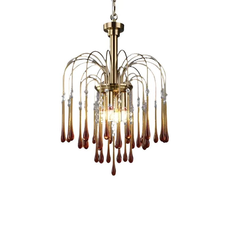 Teardrop Luxe Kristallen Waterval Messing Kroonluchter