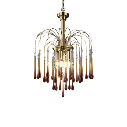 Teardrop Luxe Kristallen Waterval Messing Kroonluchter