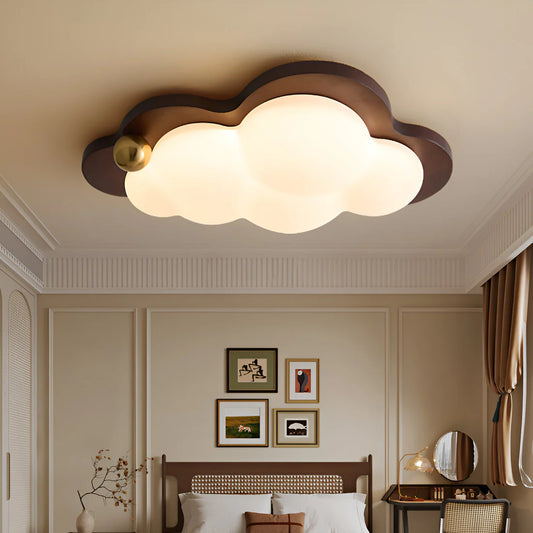 Retro Creme Houten Wolk Dreamscape Plafondlamp