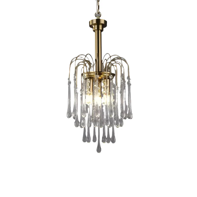 Teardrop Luxe Kristallen Waterval Messing Kroonluchter