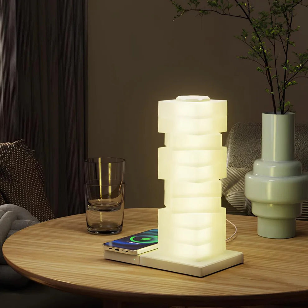 Twistbare Lichtzuil Tafellamp met Draadloze Oplader