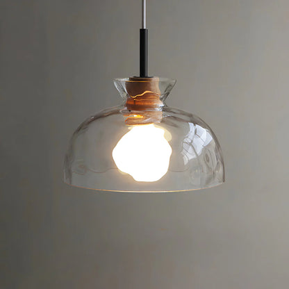Nordic Helder Glas Hanglamp met Houten Accent
