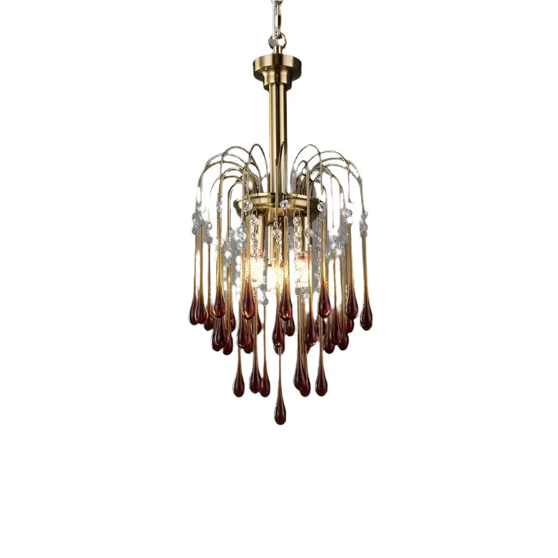 Teardrop Luxe Kristallen Waterval Messing Kroonluchter