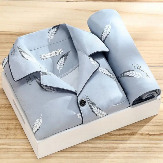 Pyjama Set Heren Knoopsluiting Zachte Ademend Nachtkleding