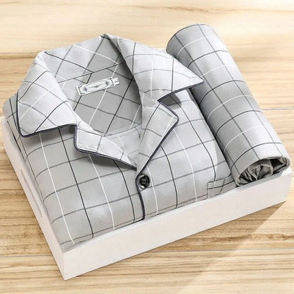 Pyjama Set Heren Knoopsluiting Zachte Ademend Nachtkleding