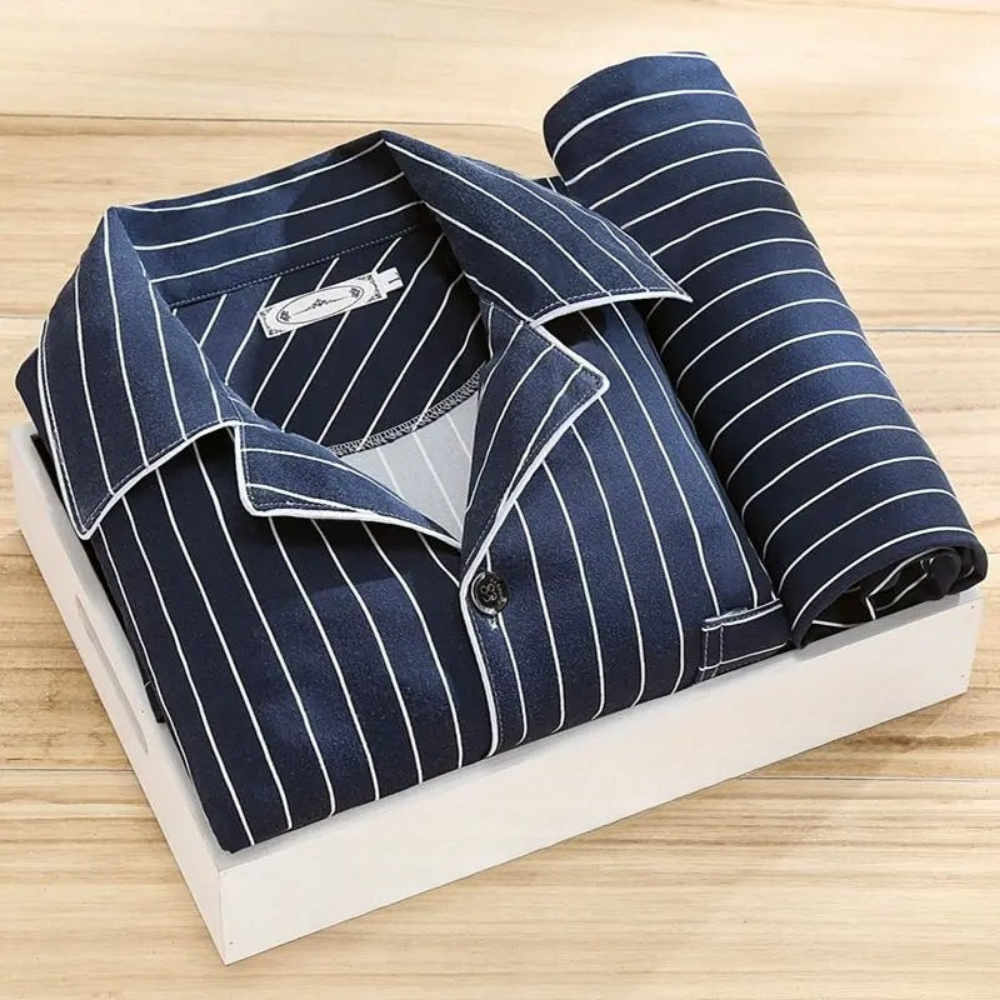 Pyjama Set Heren Knoopsluiting Zachte Ademend Nachtkleding
