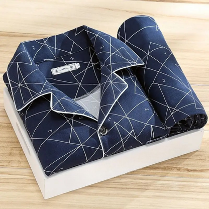 Pyjama Set Heren Knoopsluiting Zachte Ademend Nachtkleding