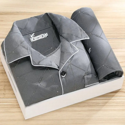 Pyjama Set Heren Knoopsluiting Zachte Ademend Nachtkleding