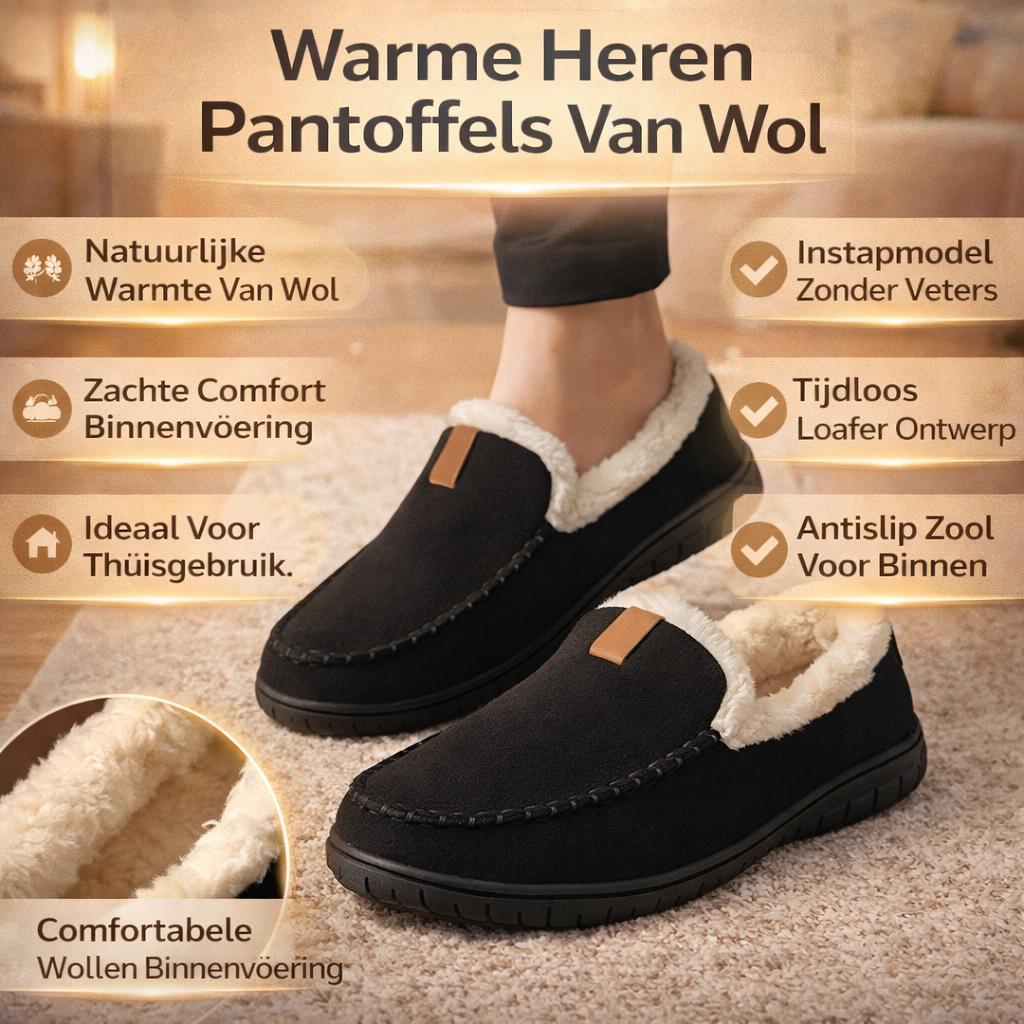 Pantoffels Heren Wol Warme Comfort Loafers Thuis
