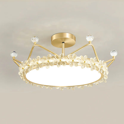 Bloem Bladkroon Plafondlamp met  Gouden Afwerking