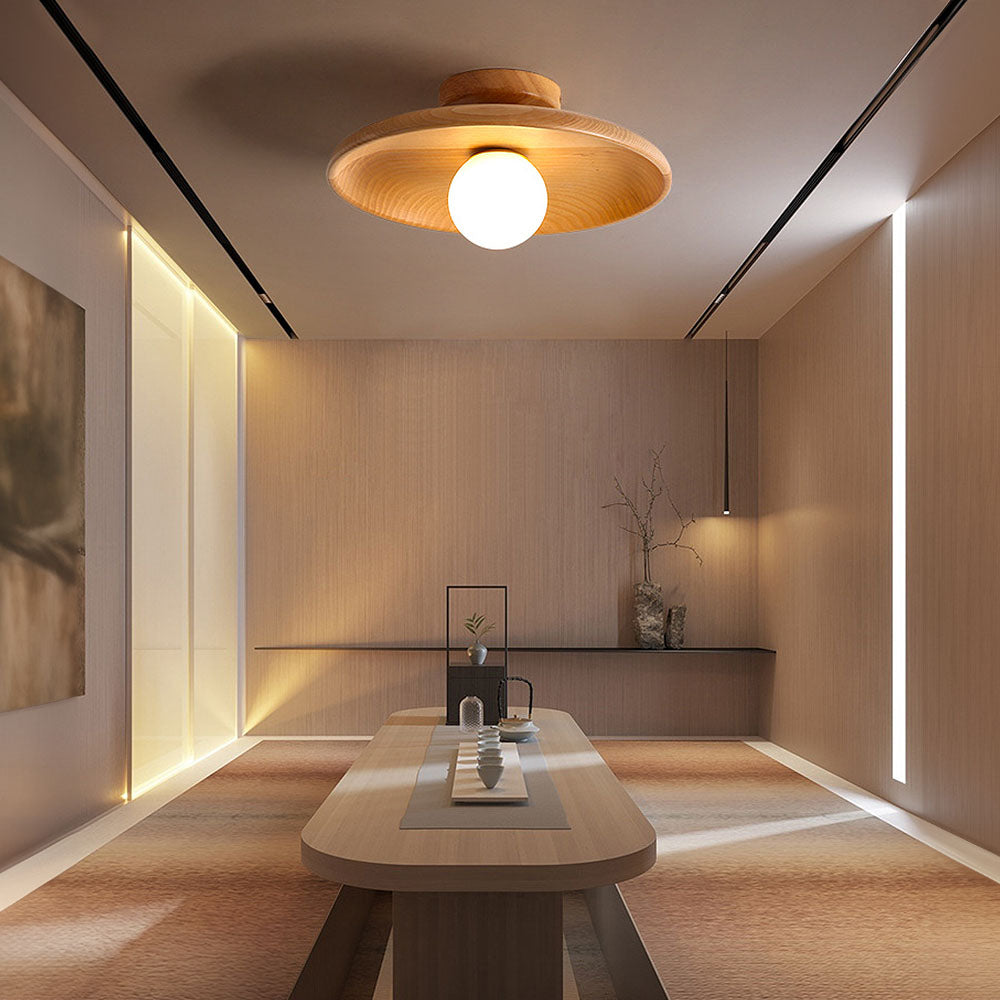 Plafondlamp Hout Modern Rond Hal Woonkamer