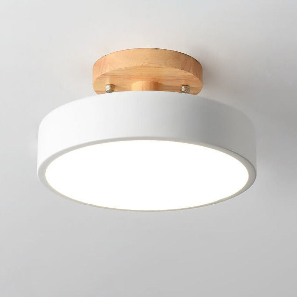 Plafondlamp LED Modern Hout Metaal Semi Flush