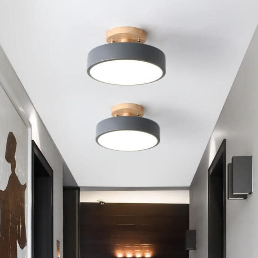 Plafondlamp LED Modern Hout Metaal Semi Flush