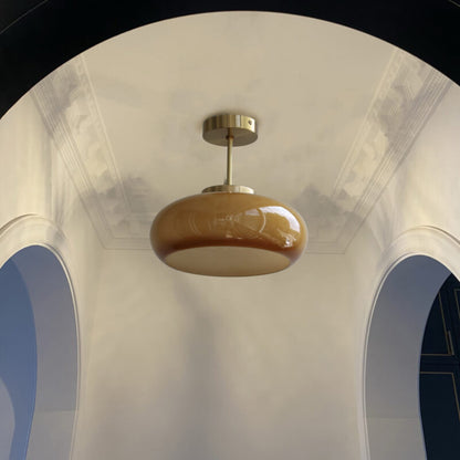 Plafondlamp Semi Flush Modern Glas Messing