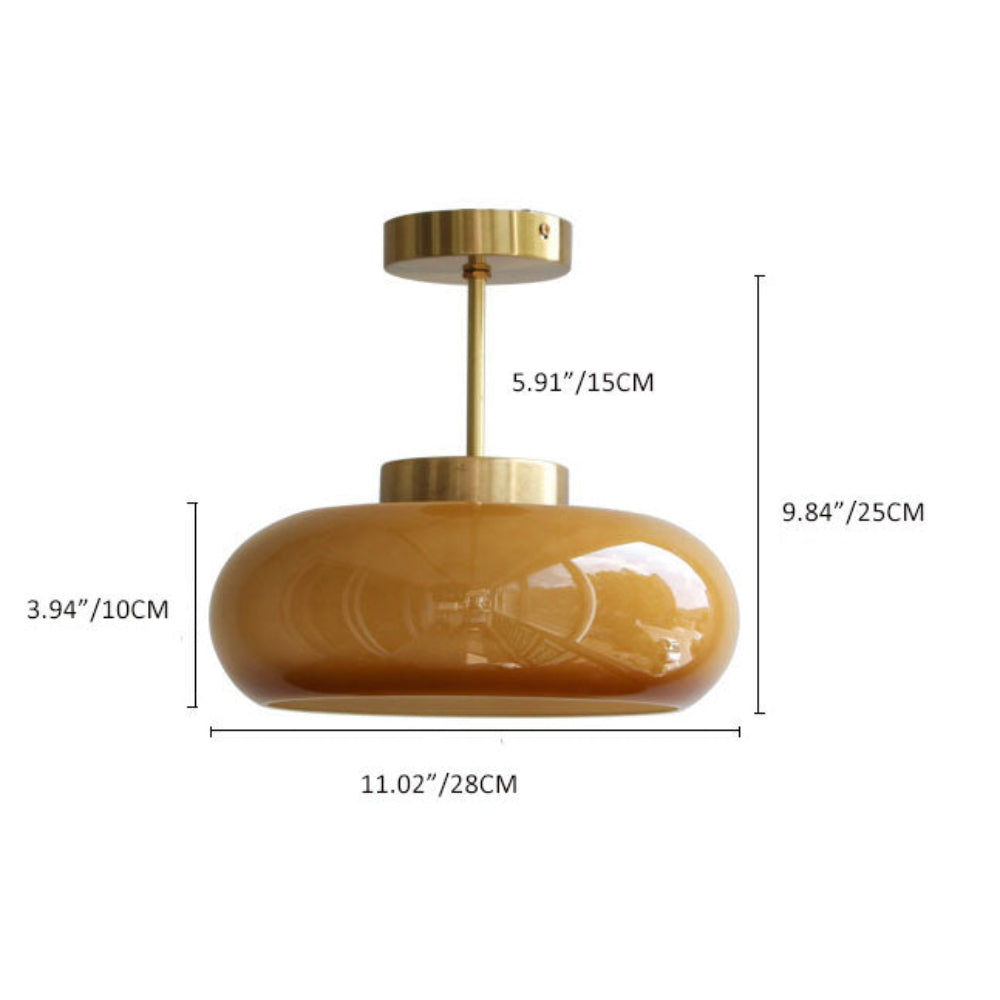 Plafondlamp Semi Flush Modern Glas Messing