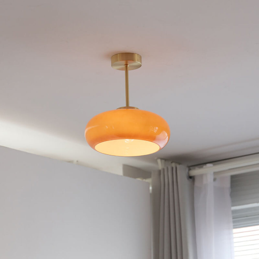 Plafondlamp Semi Flush Modern Glas Messing