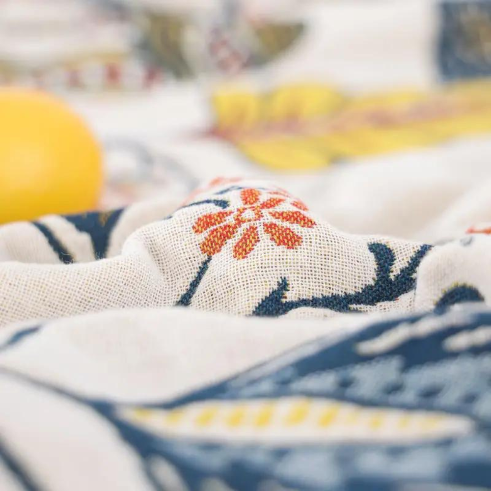 Plaid Deken Katoen Bloemen Jacquard Kwastjes Omkeerbaar