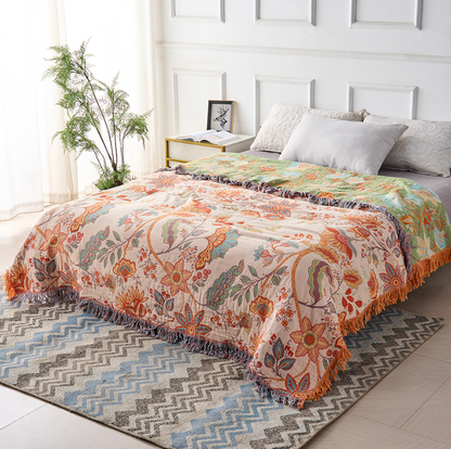 Plaid Katoen Boho Bloemenprint Bank Deken