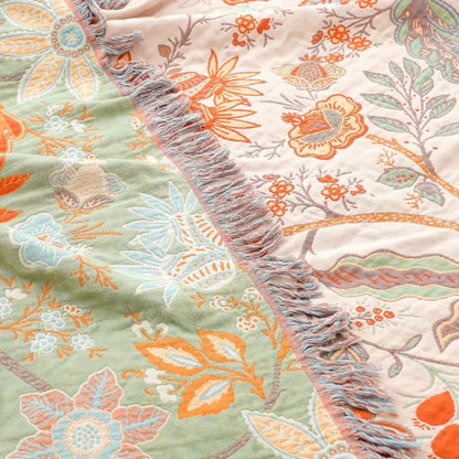 Plaid Katoen Boho Bloemenprint Bank Deken