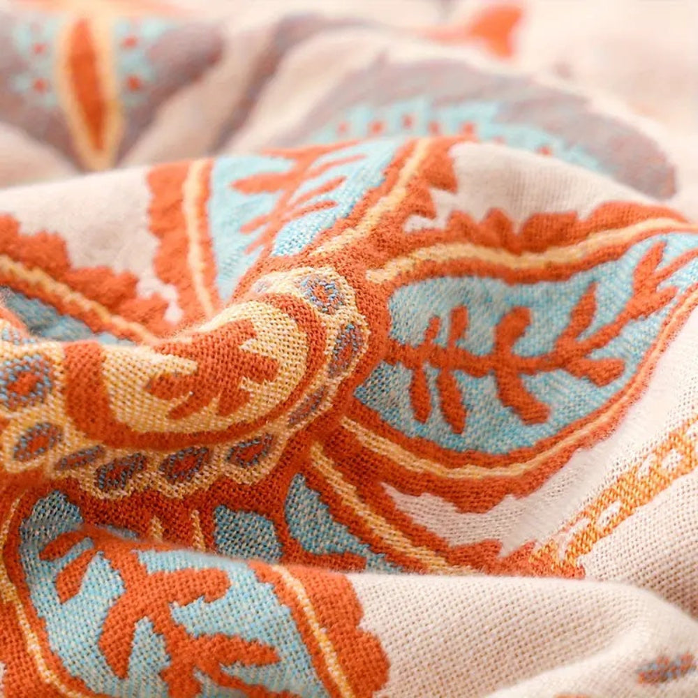 Plaid Katoen Boho Bloemenprint Bank Deken
