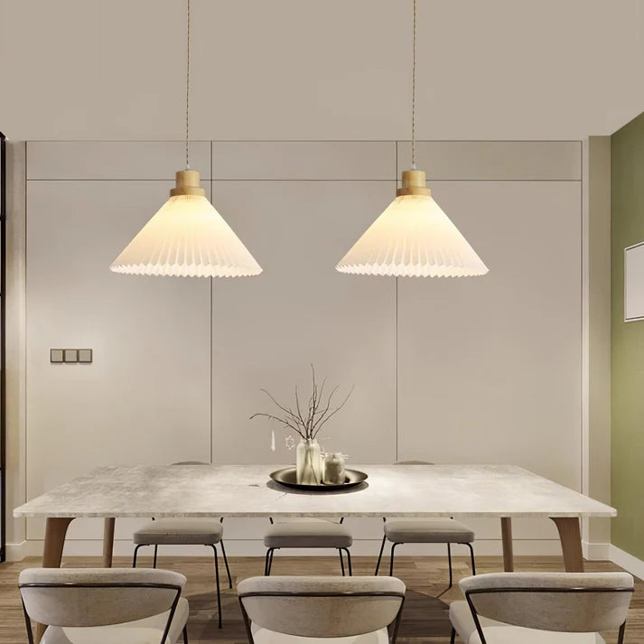 Geplooide Houten Hanglamp - Natuurlijke Warmte in Modern Design