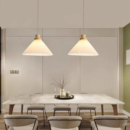 Geplooide Houten Hanglamp - Natuurlijke Warmte in Modern Design