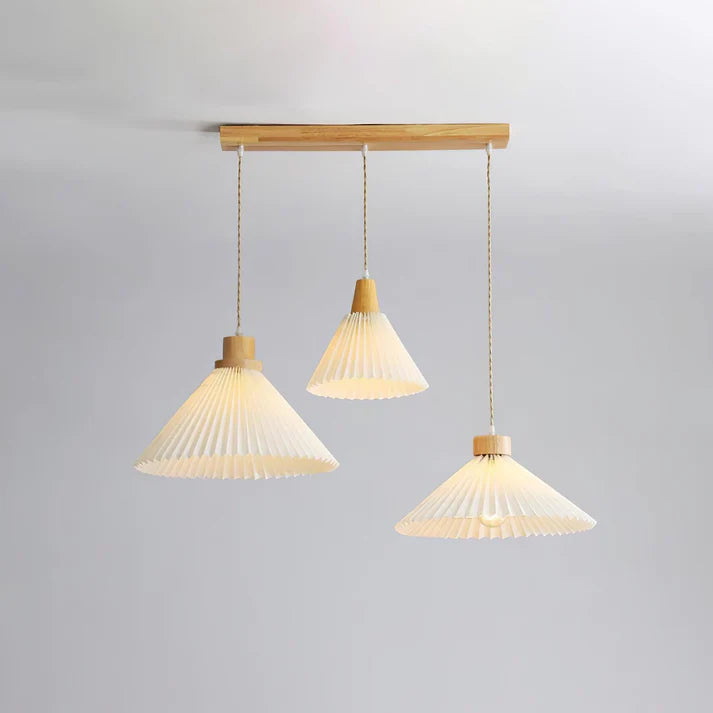 Geplooide Houten Hanglamp - Natuurlijke Warmte in Modern Design