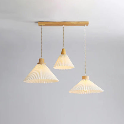 Geplooide Houten Hanglamp - Natuurlijke Warmte in Modern Design