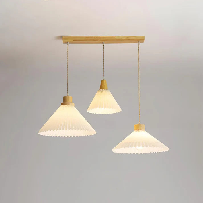 Geplooide Houten Hanglamp - Natuurlijke Warmte in Modern Design