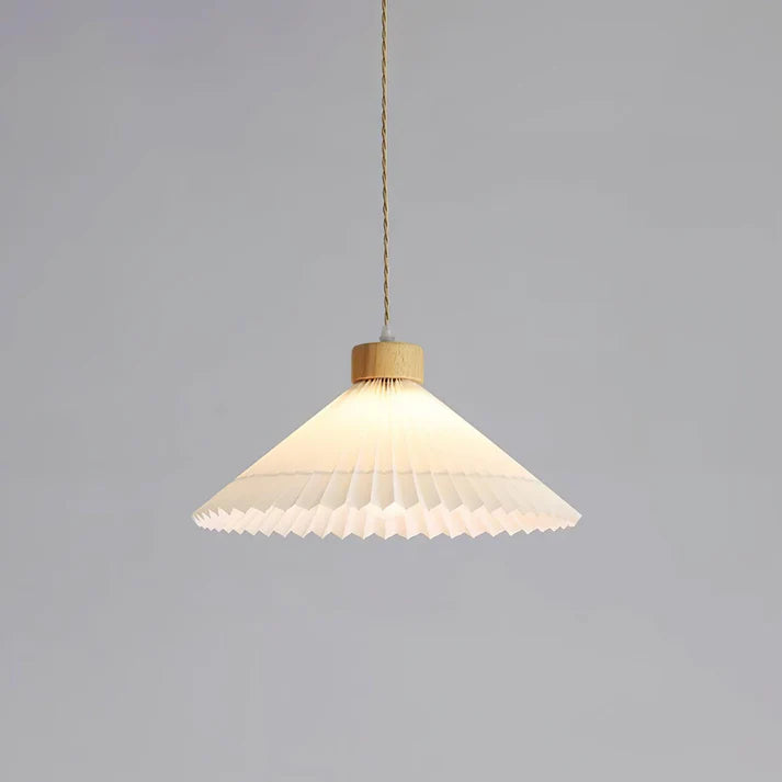 Geplooide Houten Hanglamp - Natuurlijke Warmte in Modern Design