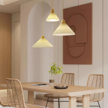 Geplooide Houten Hanglamp - Natuurlijke Warmte in Modern Design