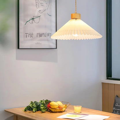 Geplooide Houten Hanglamp - Natuurlijke Warmte in Modern Design