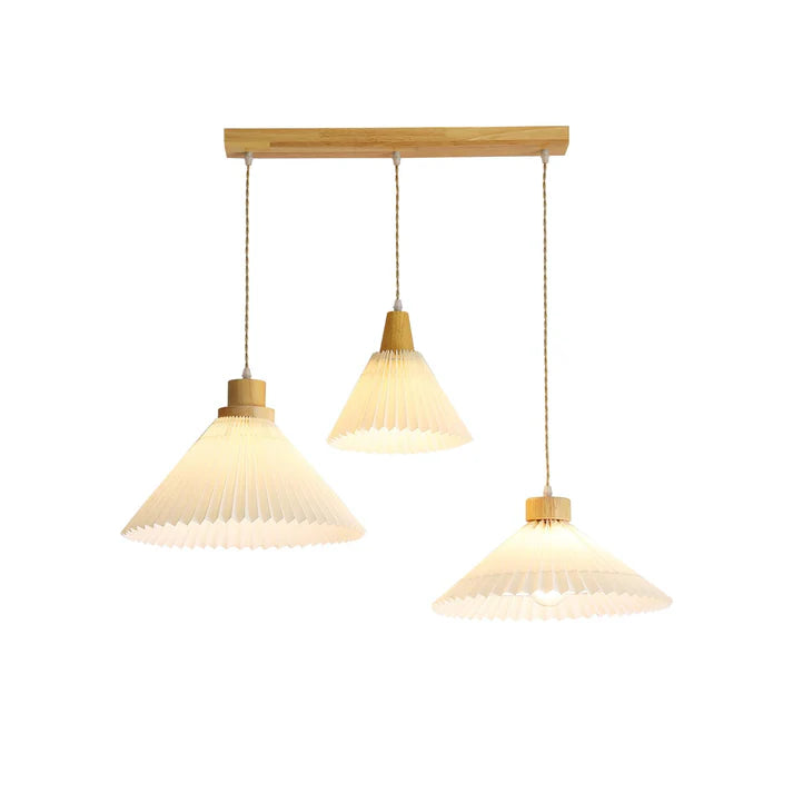 Geplooide Houten Hanglamp - Natuurlijke Warmte in Modern Design