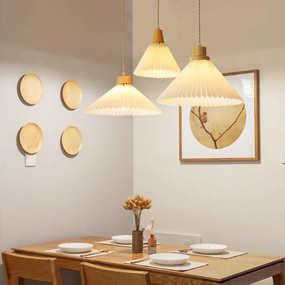 Geplooide Houten Hanglamp - Natuurlijke Warmte in Modern Design