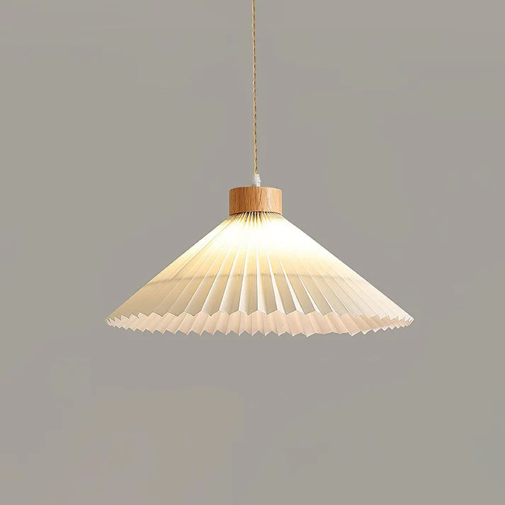 Geplooide Houten Hanglamp - Natuurlijke Warmte in Modern Design