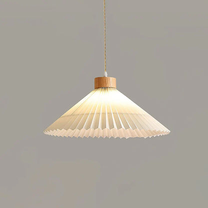 Geplooide Houten Hanglamp - Natuurlijke Warmte in Modern Design