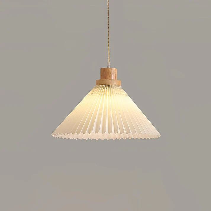 Geplooide Houten Hanglamp - Natuurlijke Warmte in Modern Design