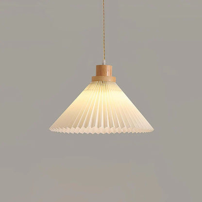 Geplooide Houten Hanglamp - Natuurlijke Warmte in Modern Design