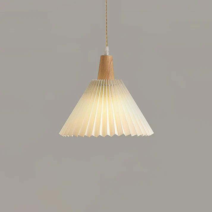 Geplooide Houten Hanglamp - Natuurlijke Warmte in Modern Design