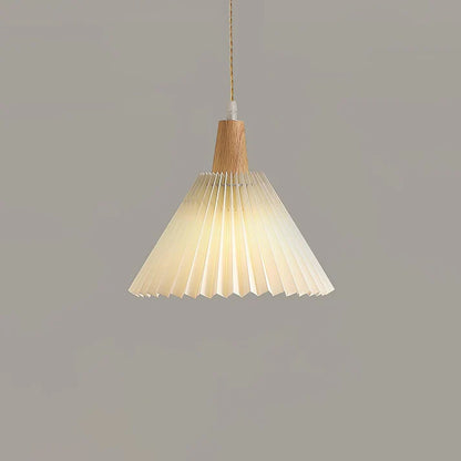 Geplooide Houten Hanglamp - Natuurlijke Warmte in Modern Design