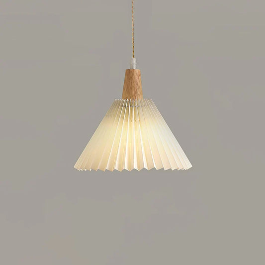 Geplooide Houten Hanglamp - Natuurlijke Warmte in Modern Design